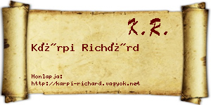Kárpi Richárd névjegykártya